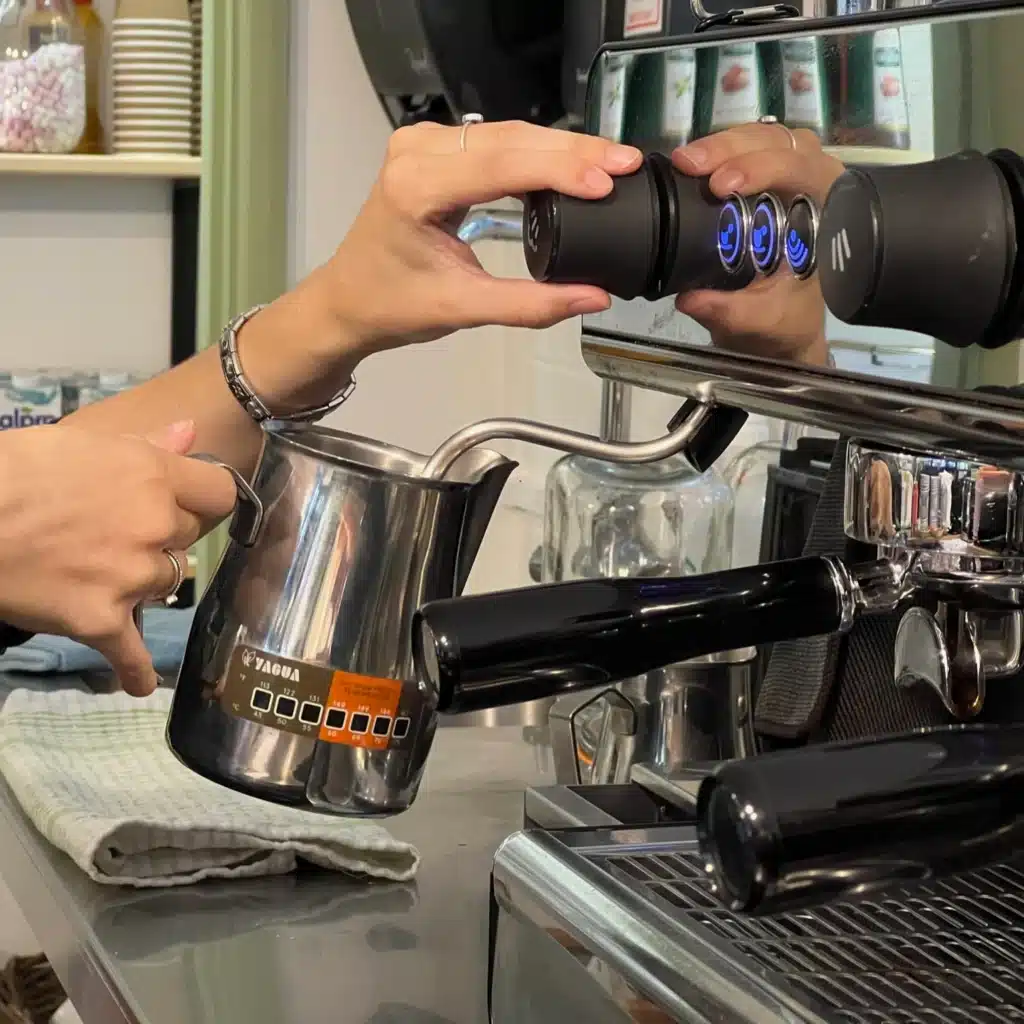 Making a Latte with a Coffee Machine